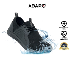 Black School Shoes Waterproof Canvas W3882 Primary | Secondary Unisex ABARO